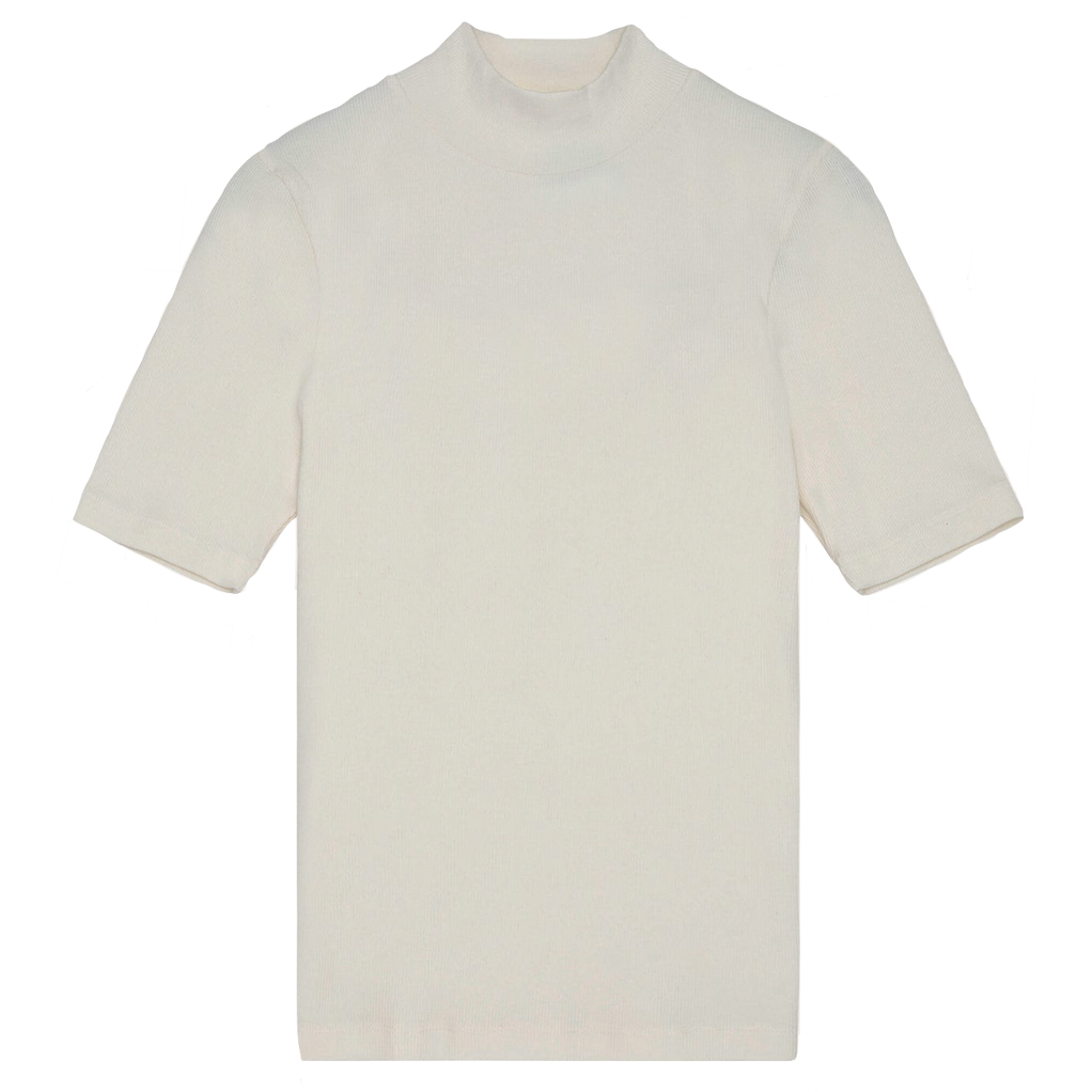 KnowledgeCotton Apparel KnowledgeCotton, Rib High Neck SS, star white, M