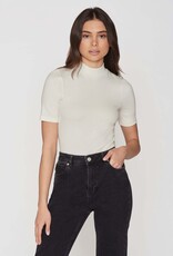 KnowledgeCotton Apparel KnowledgeCotton, Rib High Neck SS, star white, S