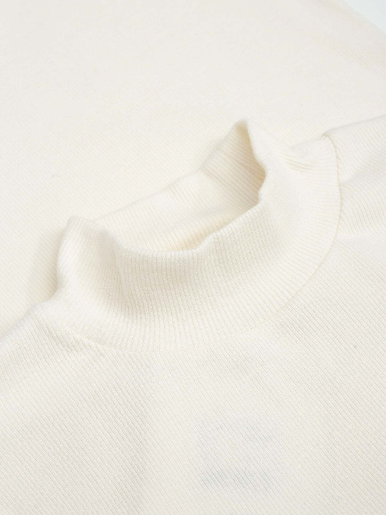 KnowledgeCotton Apparel KnowledgeCotton, Rib High Neck SS, star white, S