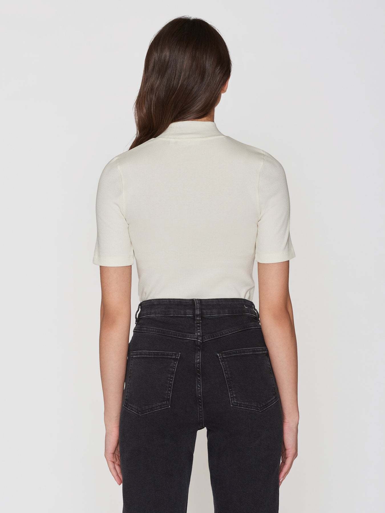 KnowledgeCotton Apparel KnowledgeCotton, Rib High Neck SS, star white, XS