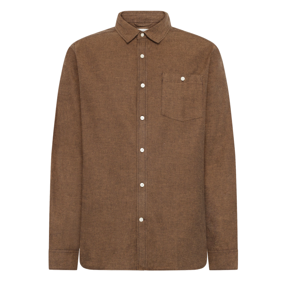 KnowledgeCotton Apparel KnowledgeCotton, Fishbone Flannel Shirt, chocolate torte, L