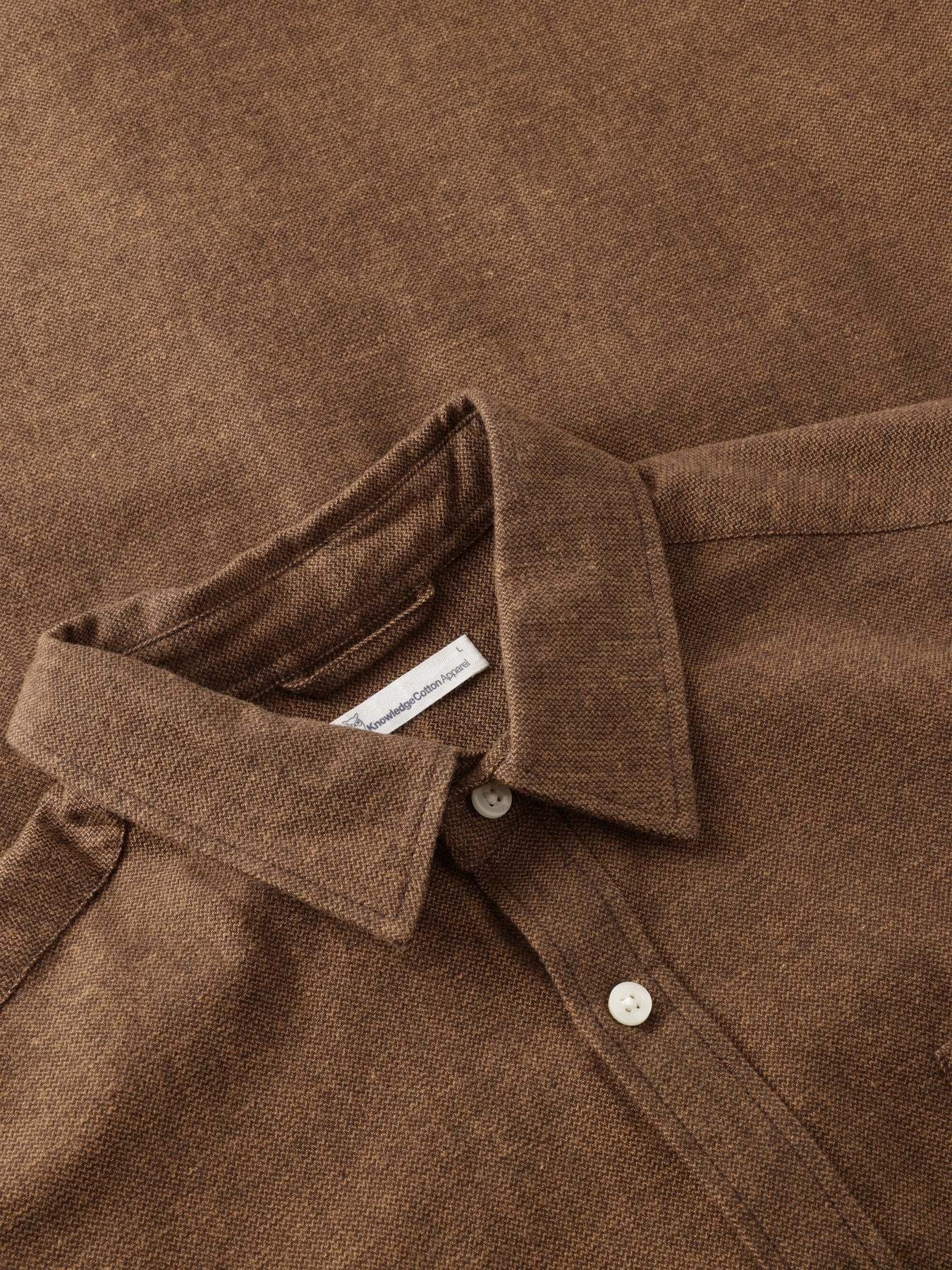 KnowledgeCotton Apparel KnowledgeCotton, Fishbone Flannel Shirt, chocolate torte, M