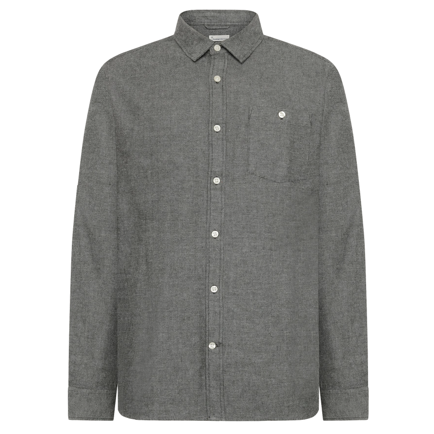 KnowledgeCotton Apparel KnowledgeCotton, Fishbone Flannel Shirt, forrest night, L