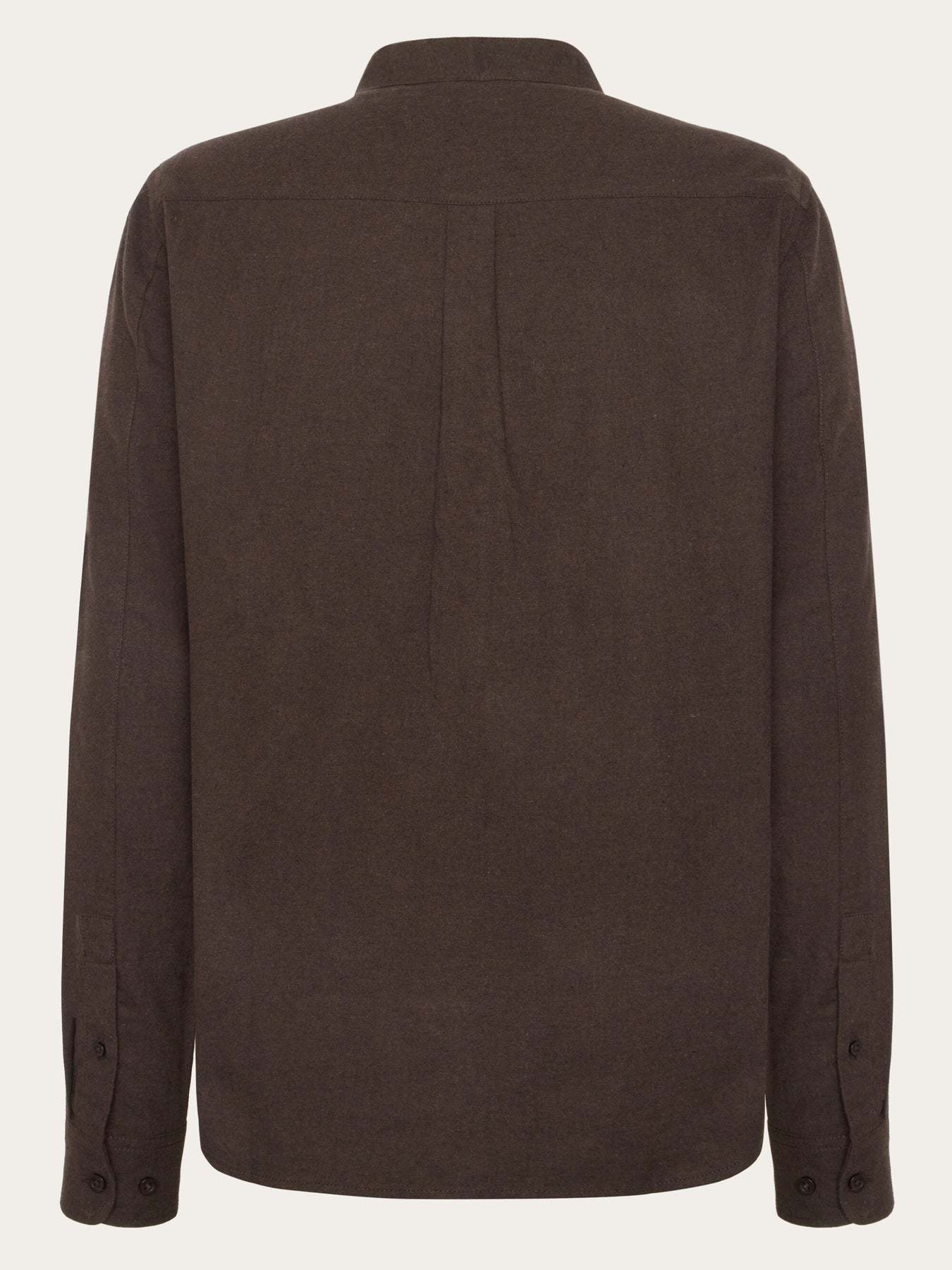 KnowledgeCotton Apparel KnowledgeCotton, Melange Flannel Shirt Stand Collar, chocolate torte, L