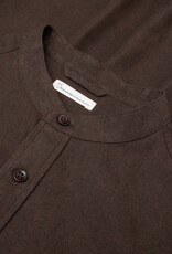 KnowledgeCotton Apparel KnowledgeCotton, Melange Flannel Shirt Stand Collar, chocolate torte, S