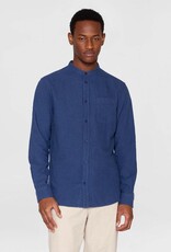 KnowledgeCotton Apparel KnowledgeCotton, Melange Flannel Shirt Stand Collar, estate blue, XL