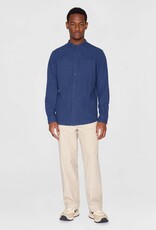 KnowledgeCotton Apparel KnowledgeCotton, Melange Flannel Shirt Stand Collar, estate blue, XL