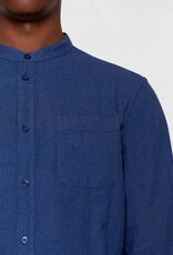 KnowledgeCotton Apparel KnowledgeCotton, Melange Flannel Shirt Stand Collar, estate blue, XL