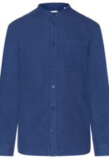 KnowledgeCotton Apparel KnowledgeCotton, Melange Flannel Shirt Stand Collar, estate blue, L