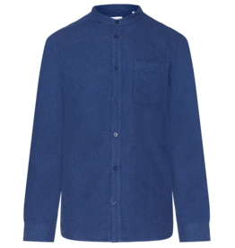 KnowledgeCotton Apparel KnowledgeCotton, Melange Flannel Shirt Stand Collar, estate blue, L