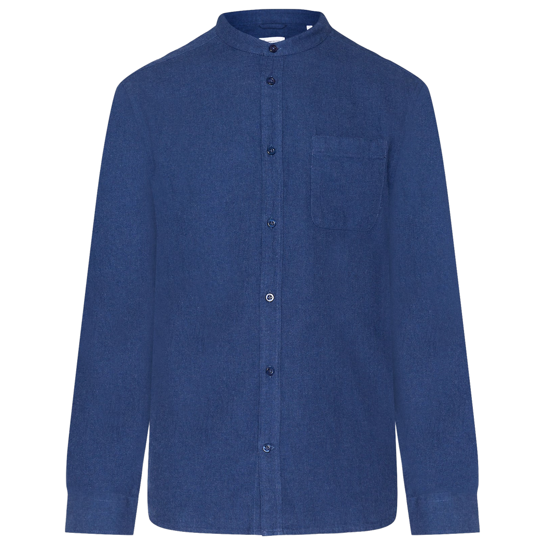 KnowledgeCotton Apparel KnowledgeCotton, Melange Flannel Shirt Stand Collar, estate blue, M