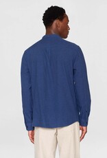 KnowledgeCotton Apparel KnowledgeCotton, Melange Flannel Shirt Stand Collar, estate blue, M