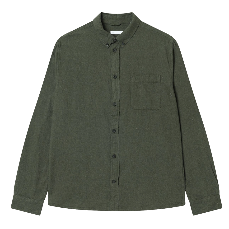 KnowledgeCotton Apparel KnowledgeCotton, Melange Flannel Shirt, forrest night, L