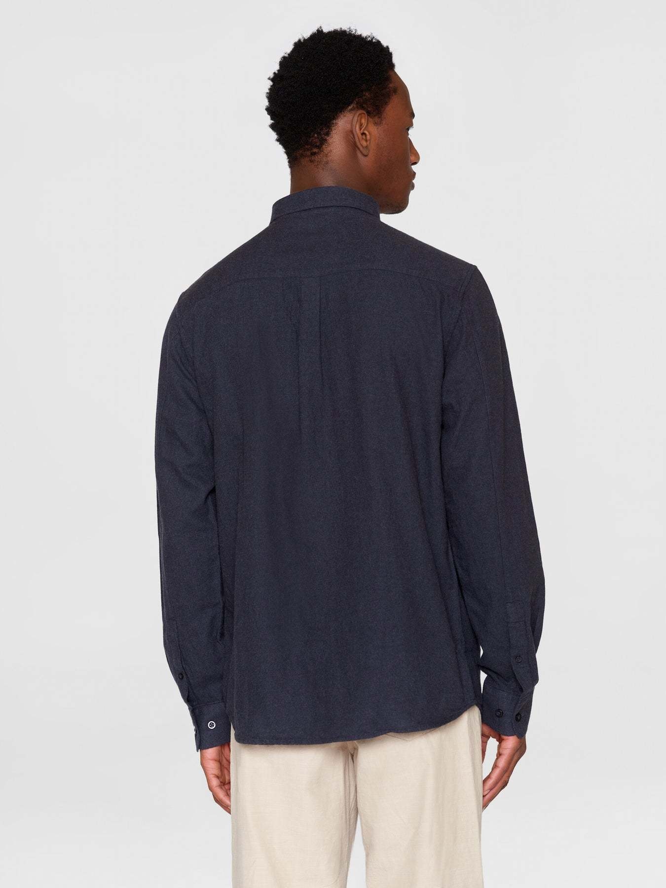 KnowledgeCotton Apparel KnowledgeCotton, Melange Flannel Shirt, total eclipse, L