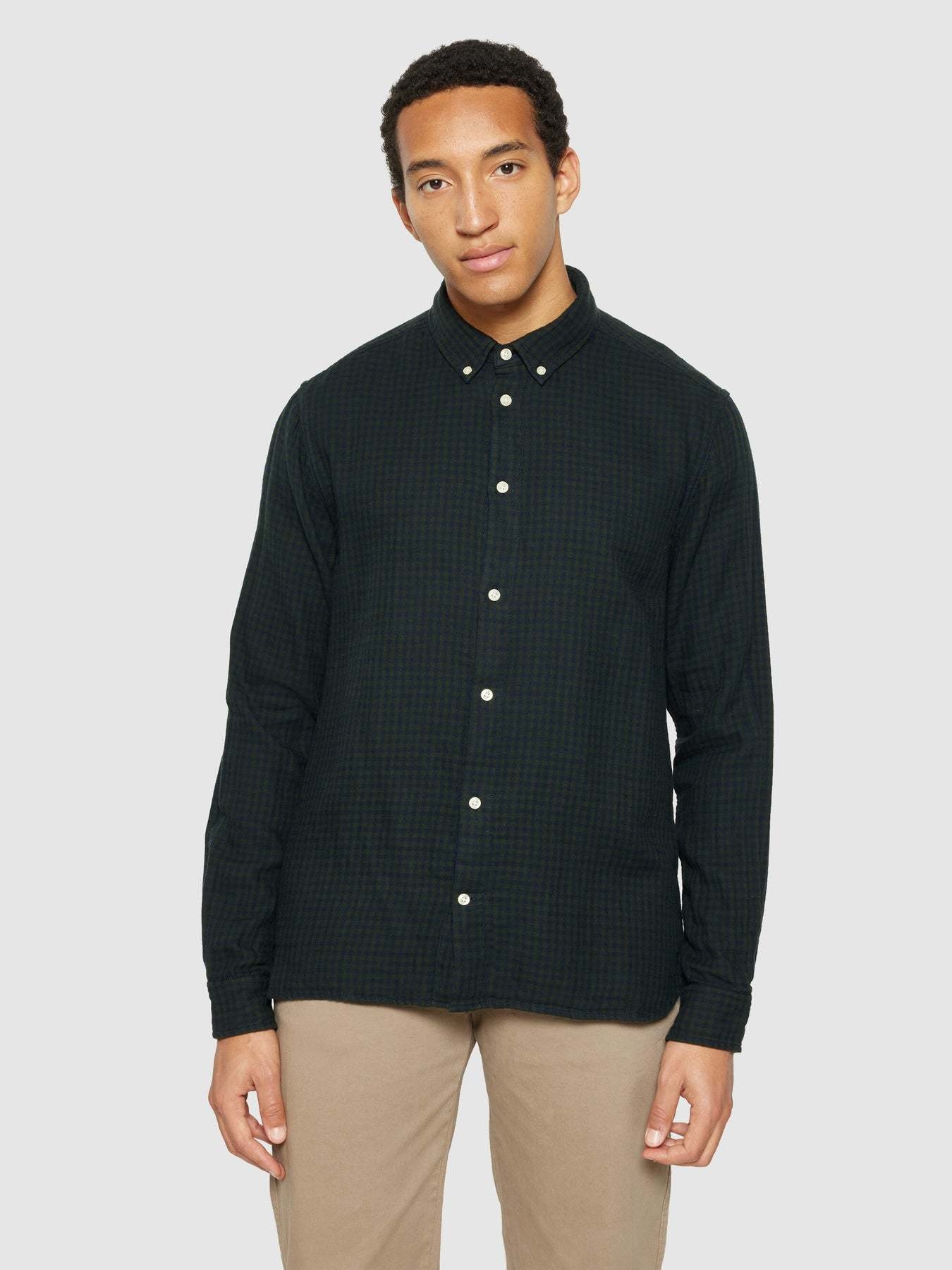KnowledgeCotton Apparel KnowledgeCotton, Double Layer Shirt, green check, M