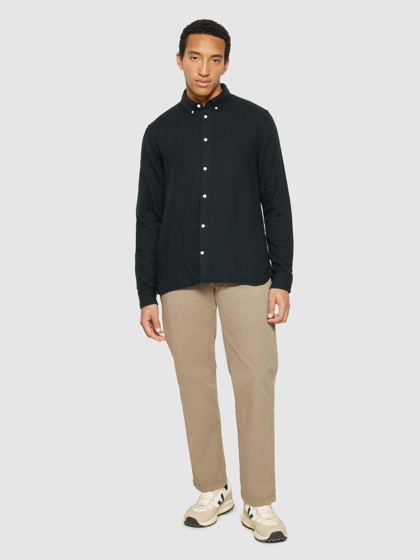 KnowledgeCotton Apparel KnowledgeCotton, Double Layer Shirt, green check, M