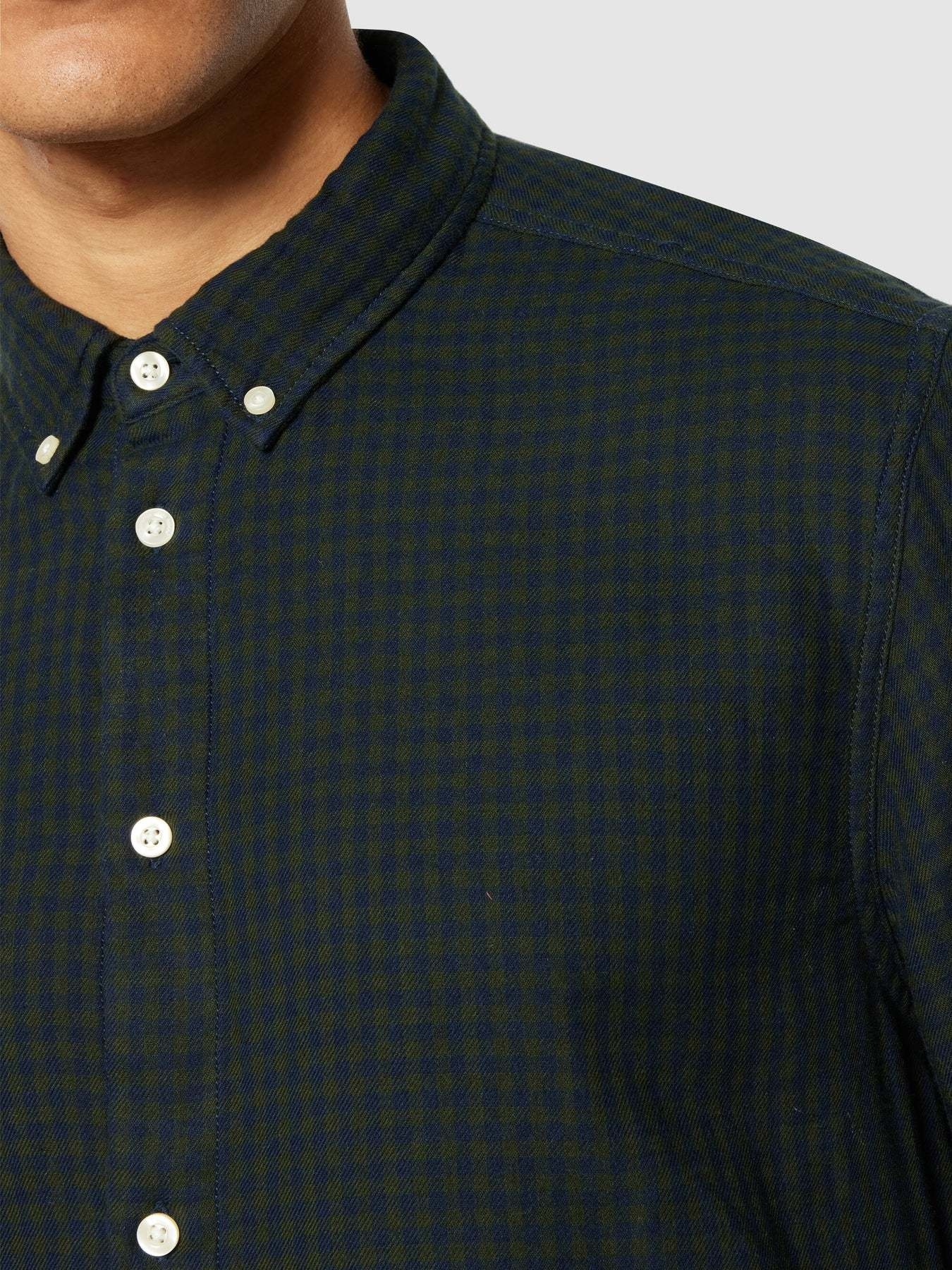 KnowledgeCotton Apparel KnowledgeCotton, Double Layer Shirt, green check, S
