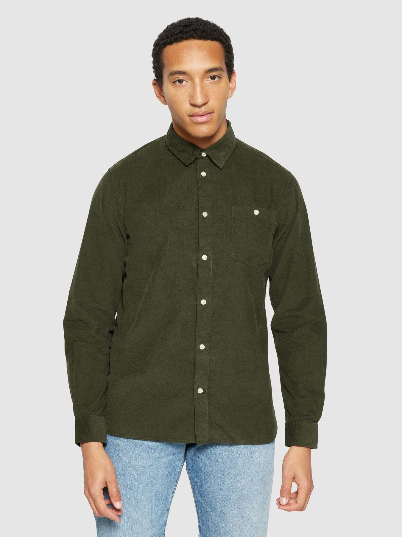 KnowledgeCotton Apparel KnowledgeCotton, Corduroy Shirt, forrest night, XL