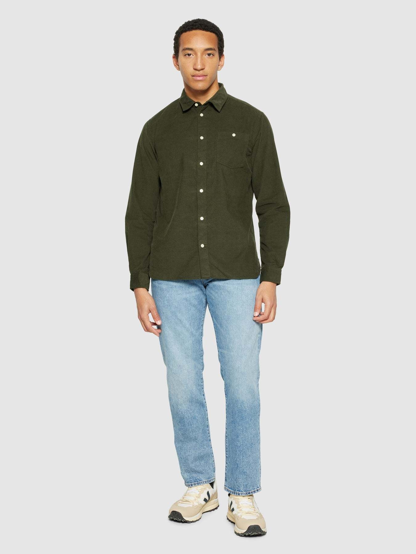 KnowledgeCotton Apparel KnowledgeCotton, Corduroy Shirt, forrest night, M