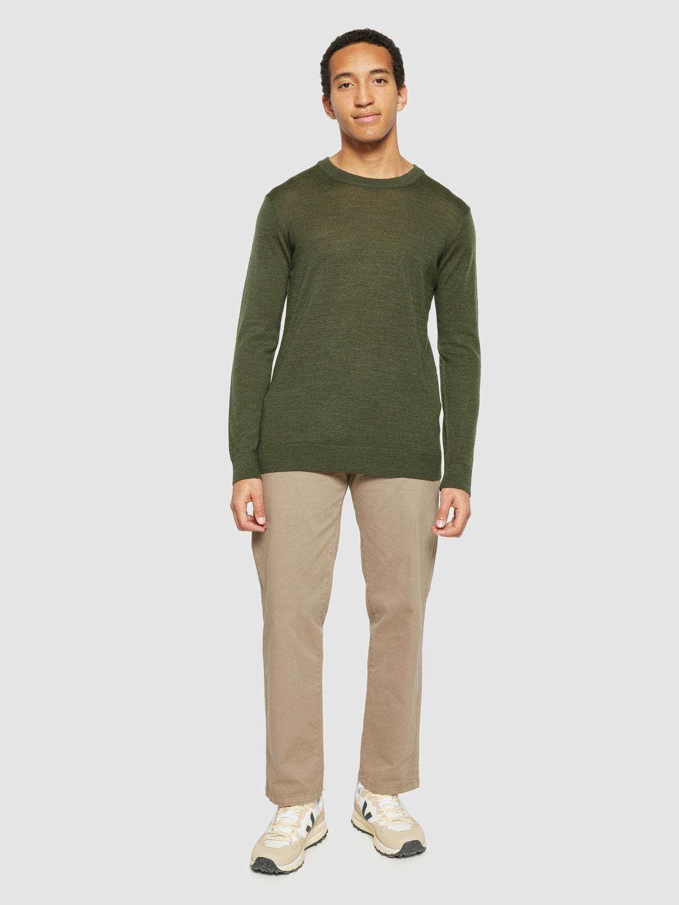 KnowledgeCotton Apparel KnowledgeCotton, Merino Crew Neck, forrest night, M