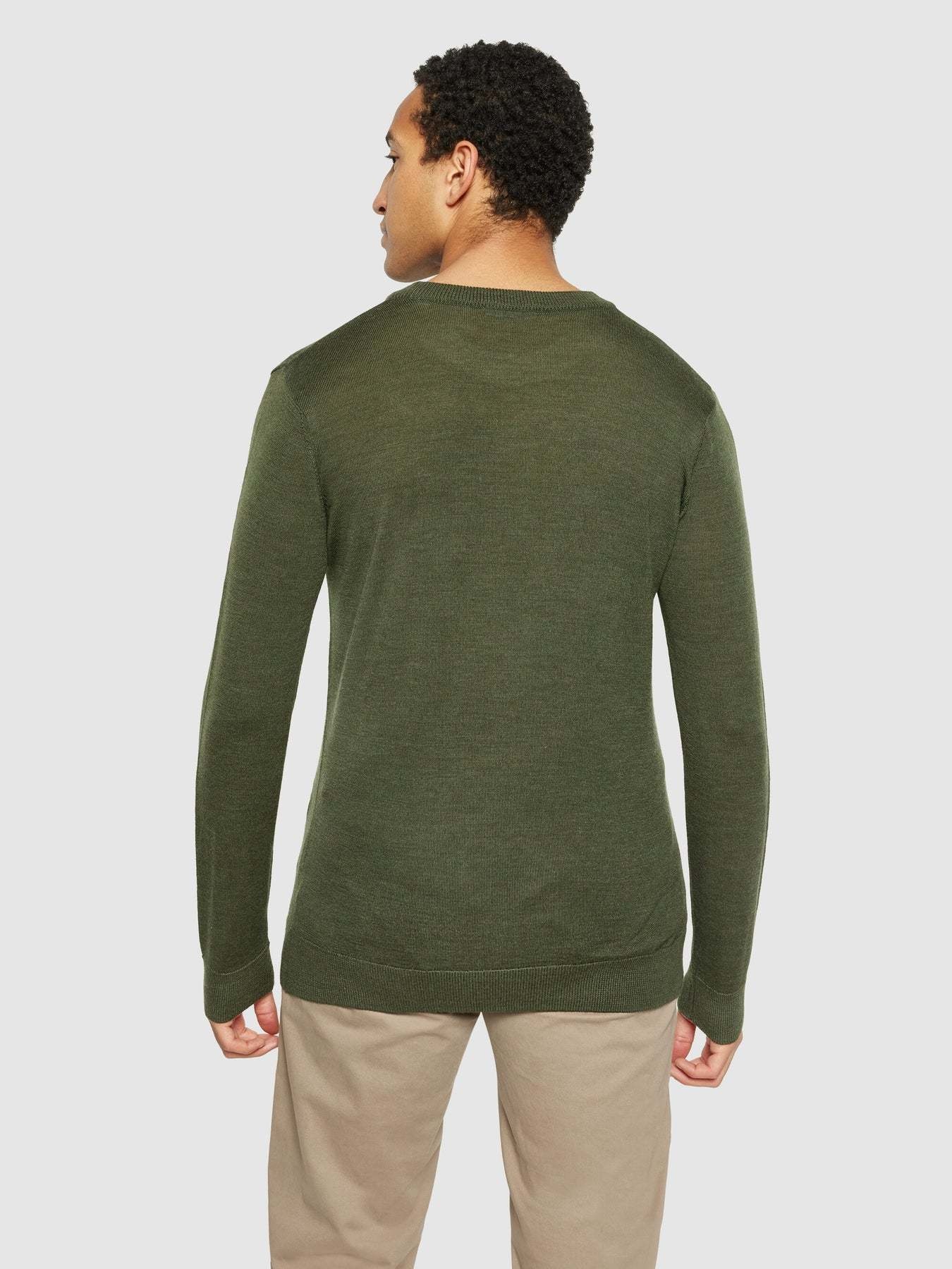 KnowledgeCotton Apparel KnowledgeCotton, Merino Crew Neck, forrest night, M