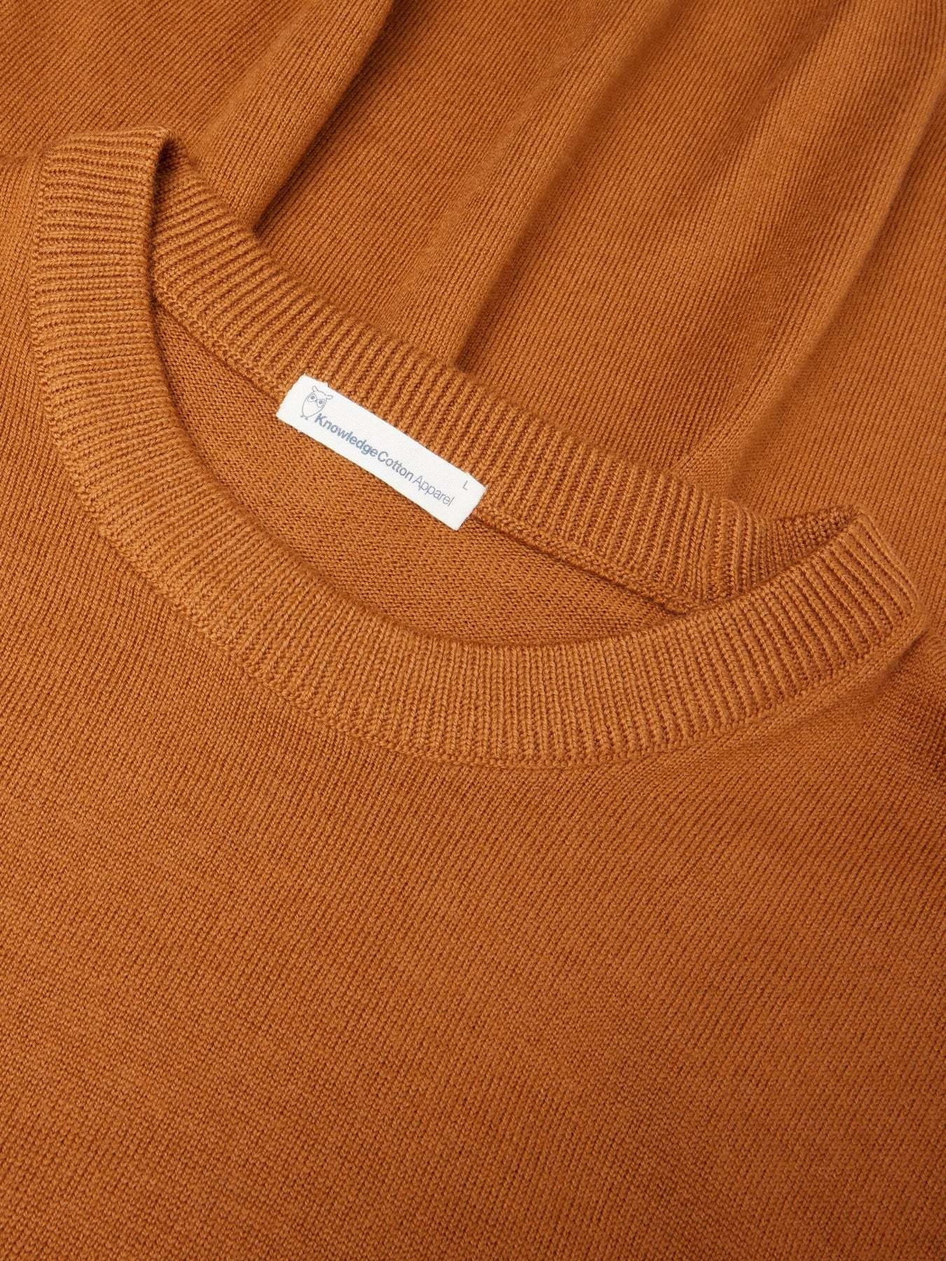 KnowledgeCotton Apparel KnowledgeCotton, Merino Crew Neck, pumpkin spice, S