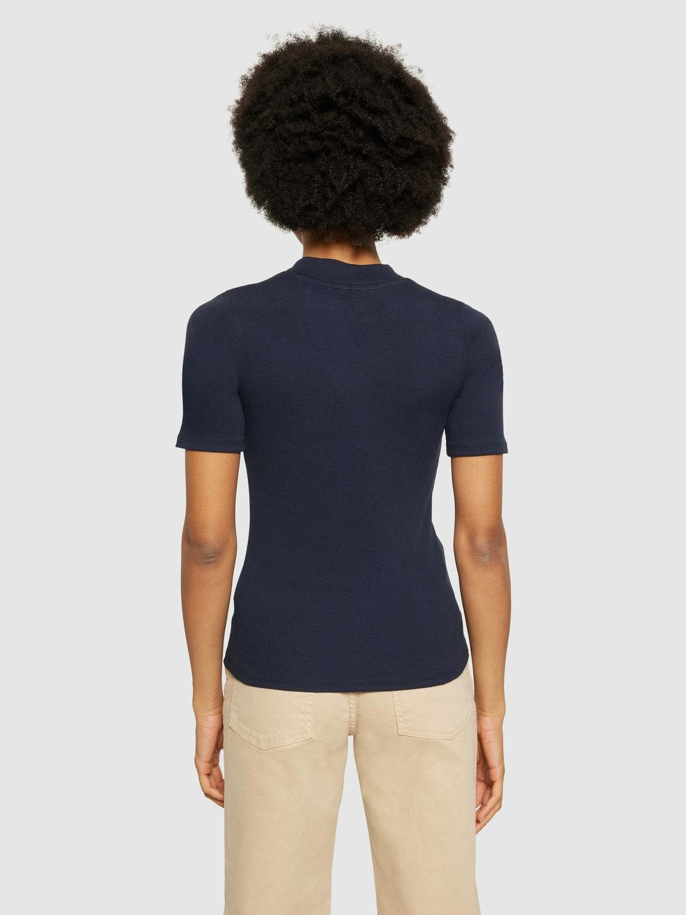 KnowledgeCotton Apparel KnowledgeCotton, Rib High Neck SS, night sky, L