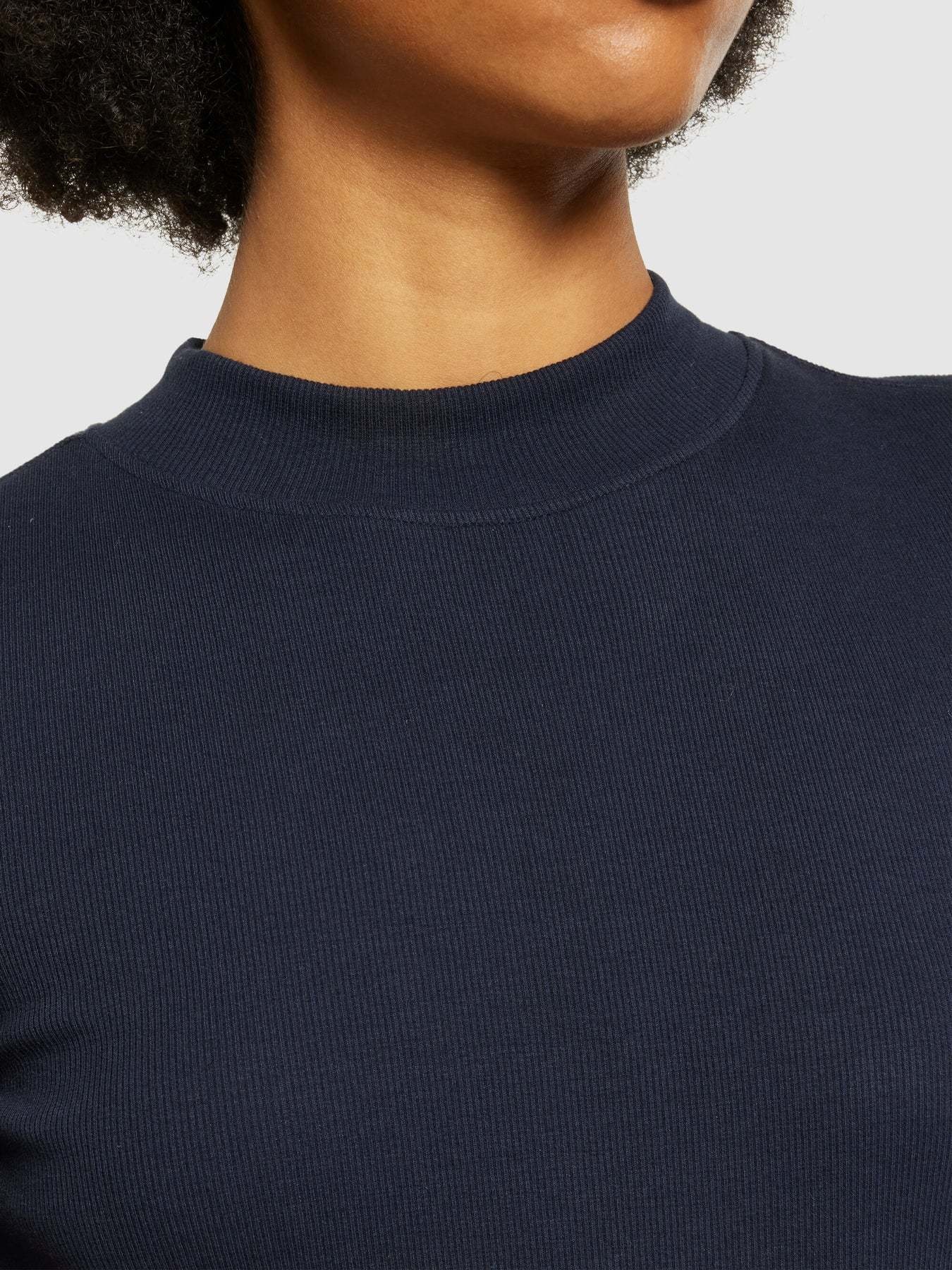 KnowledgeCotton Apparel KnowledgeCotton, Rib High Neck SS, night sky, M