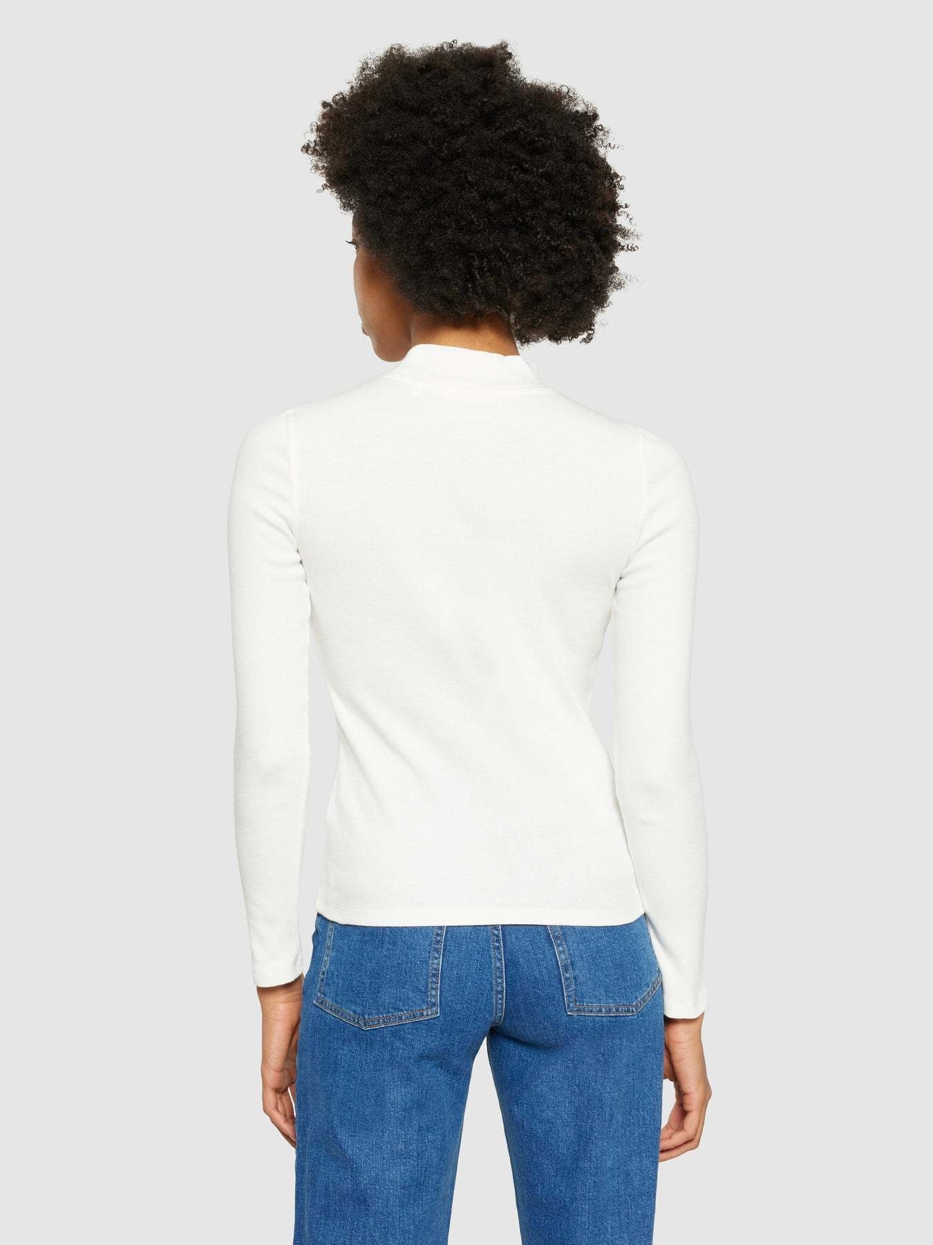 KnowledgeCotton Apparel KnowledgeCotton, Rib High Neck LS, star white, L