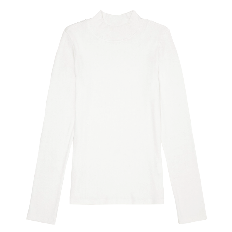 KnowledgeCotton Apparel KnowledgeCotton, Rib High Neck LS, star white, M