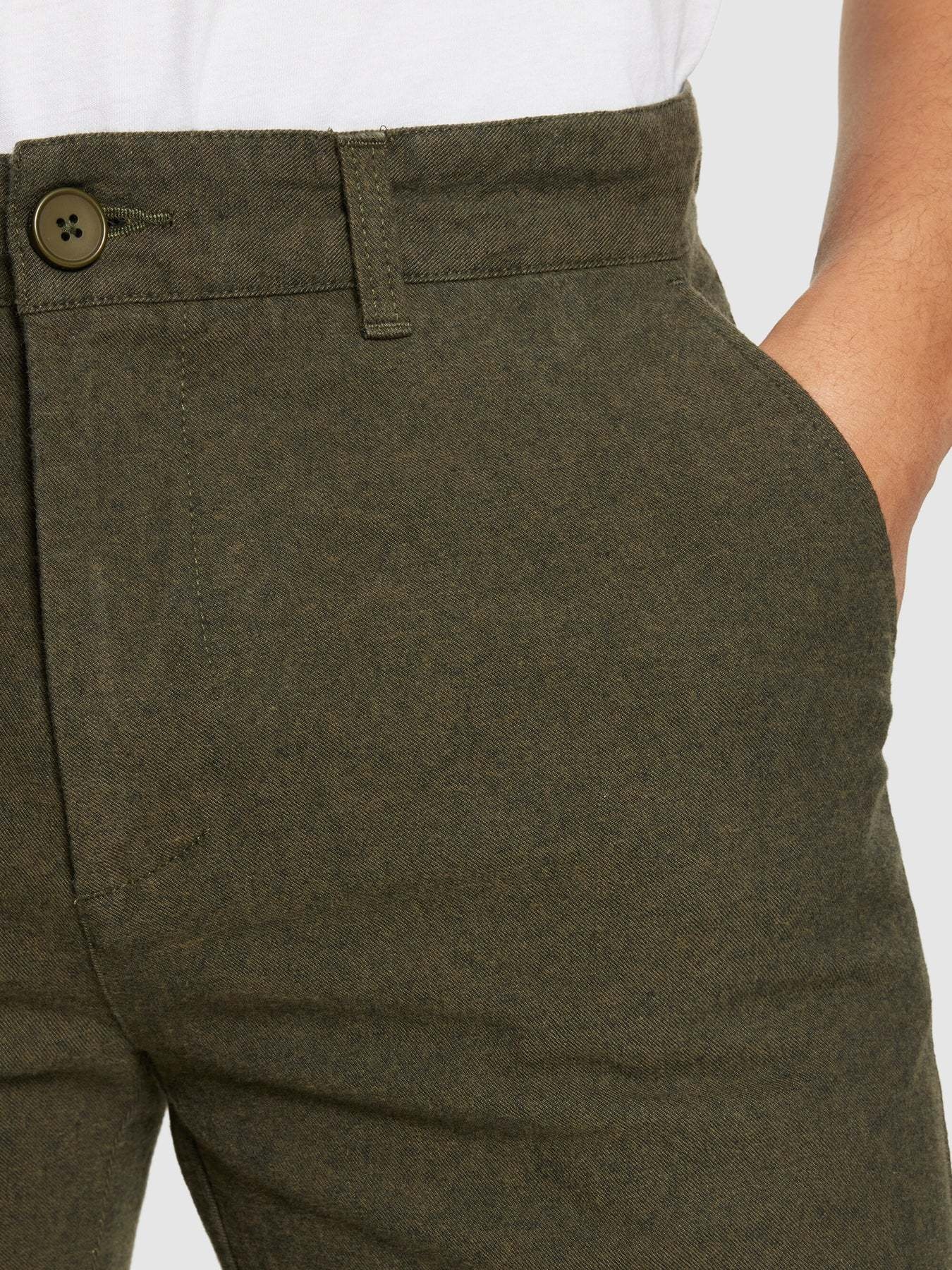 KnowledgeCotton Apparel KnowledgeCotton, Chuck Regular Flannel Chino, dark olive, 30/32
