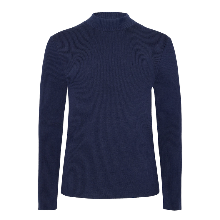 KnowledgeCotton Apparel KnowledgeCotton, Merino Rib Mock Neck, total eclipse, S