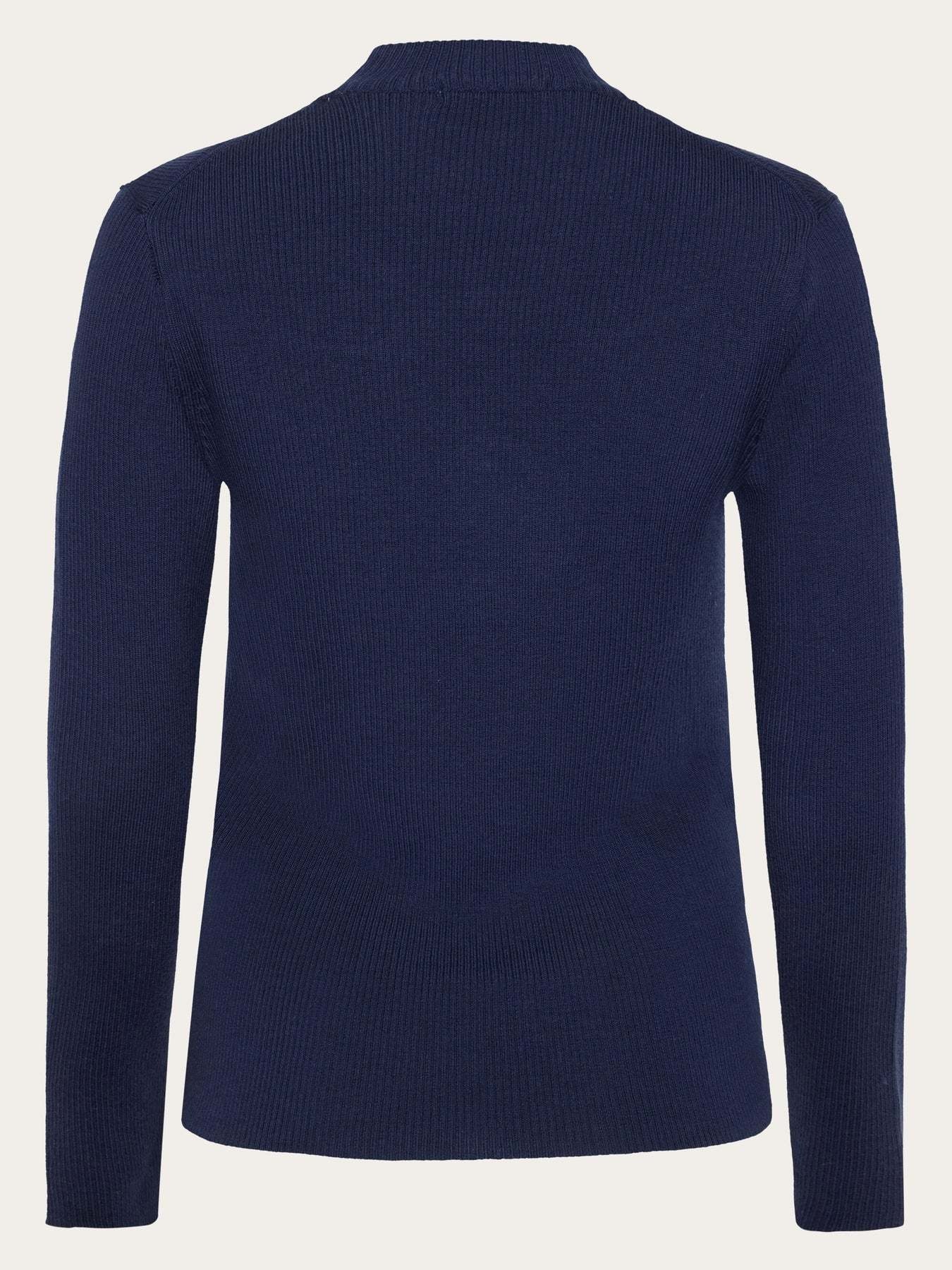 KnowledgeCotton Apparel KnowledgeCotton, Merino Rib Mock Neck, total eclipse, XS