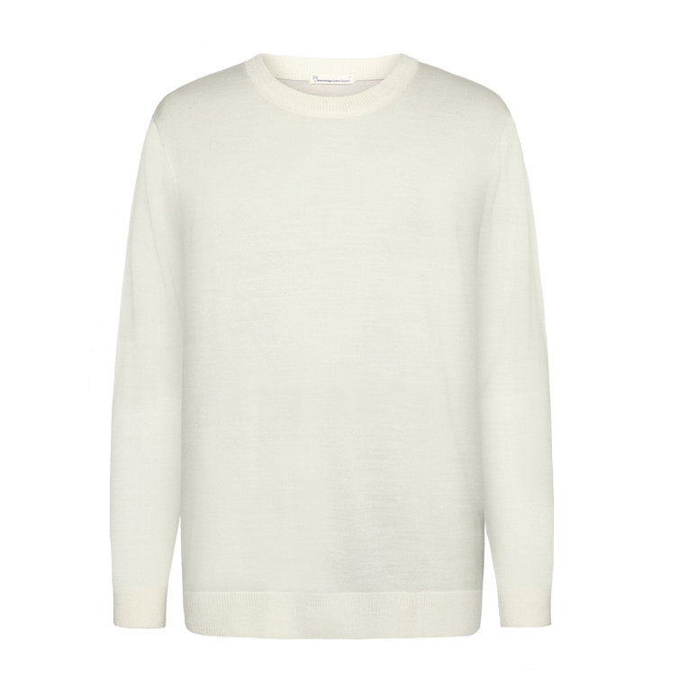 KnowledgeCotton Apparel KnowledgeCotton, Merino Crew Neck, egret, L