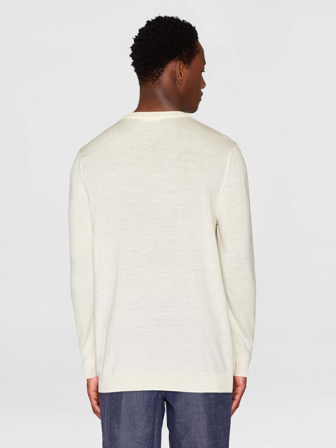 KnowledgeCotton Apparel KnowledgeCotton, Merino Crew Neck, egret, S