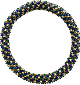 Maison Kizo Maison Kizo, Bracelet Népalais, vert/bleu/or stripe