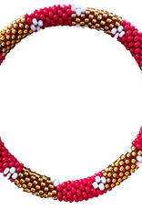 Maison Kizo Maison Kizo, Bracelet Népalais, rouge/or/fleurs blancs