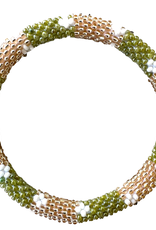 Maison Kizo Maison Kizo, Bracelet Népalais, vert clair/or/fleurs blancs