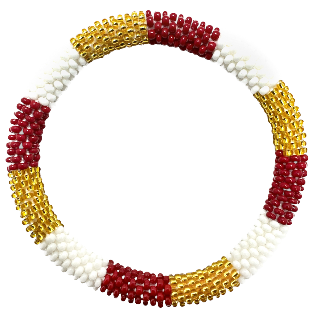 Maison Kizo Maison Kizo, Bracelet Népalais, rouge/blanc/or