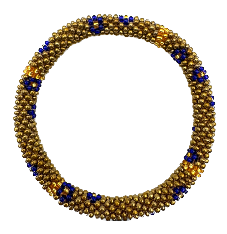 Maison Kizo Maison Kizo, Bracelet Népalais, bronze/fleurs bleus