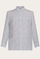 KnowledgeCotton Apparel KnowledgeCotton, Regular Striped Linen Shirt, total eclipse, S