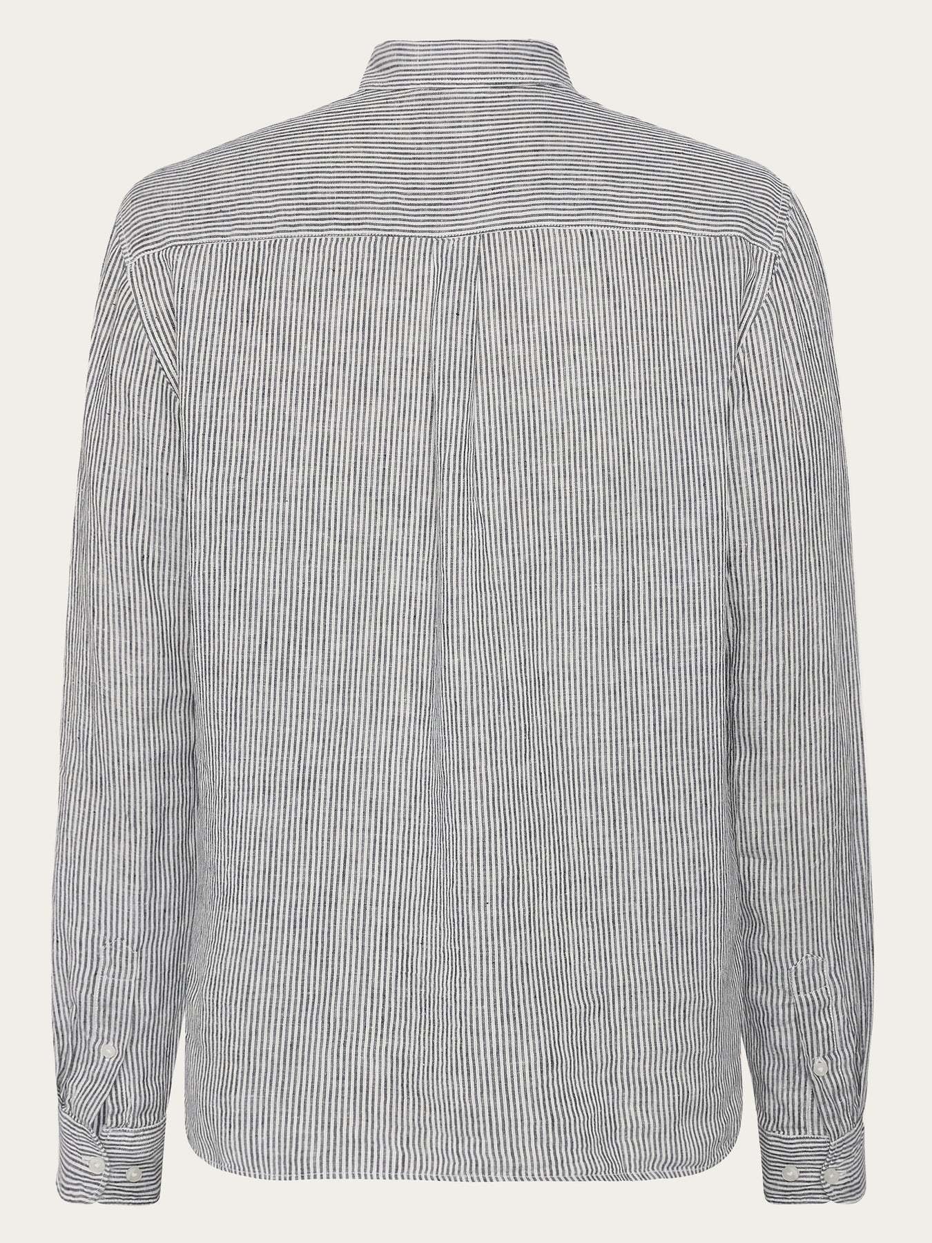 KnowledgeCotton Apparel KnowledgeCotton, Regular Striped Linen Shirt, total eclipse, S