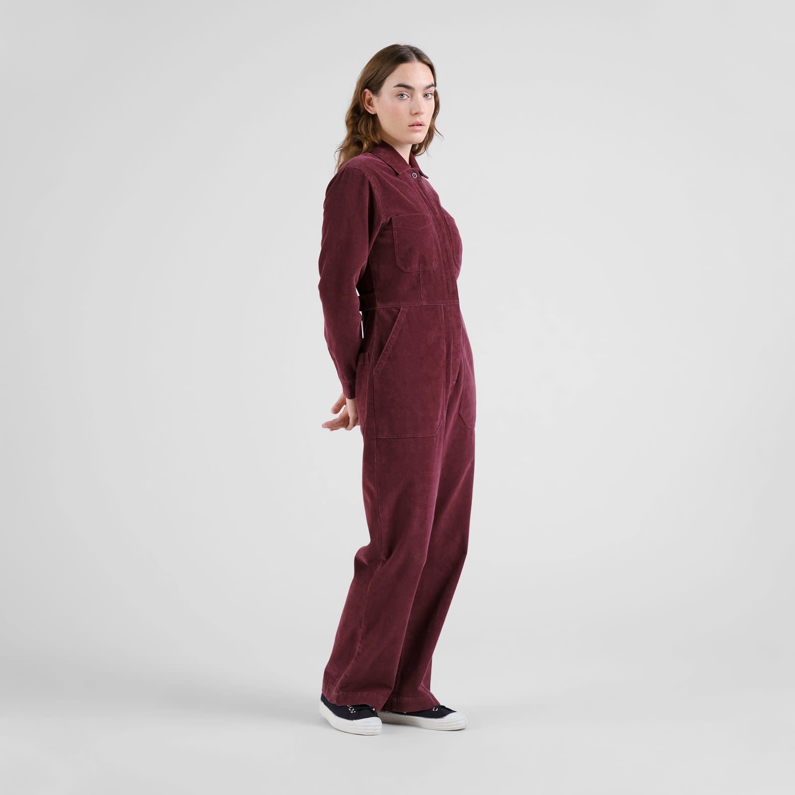 Dedicated Dedicated, Docksta Corduroy Overall, fig red, S