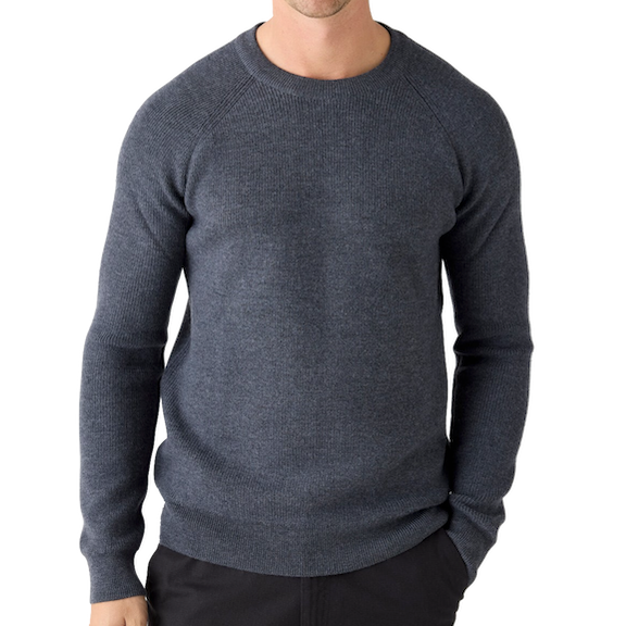 KnowledgeCotton Apparel KnowledgeCotton, O-Neck Merino Sweater, dark grey melange, L