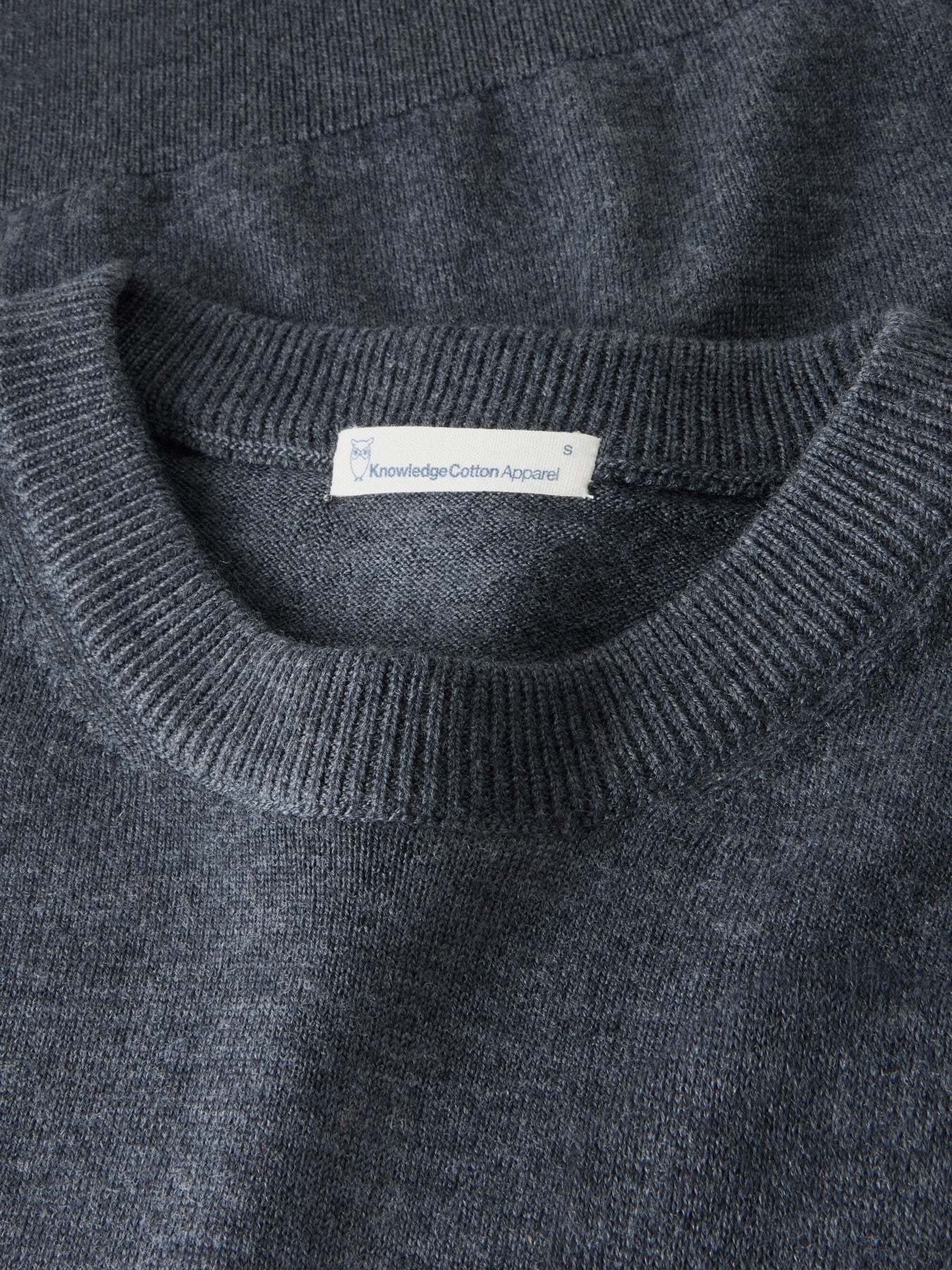 KnowledgeCotton Apparel KnowledgeCotton, Merino Crew Neck, dark grey melange, XS