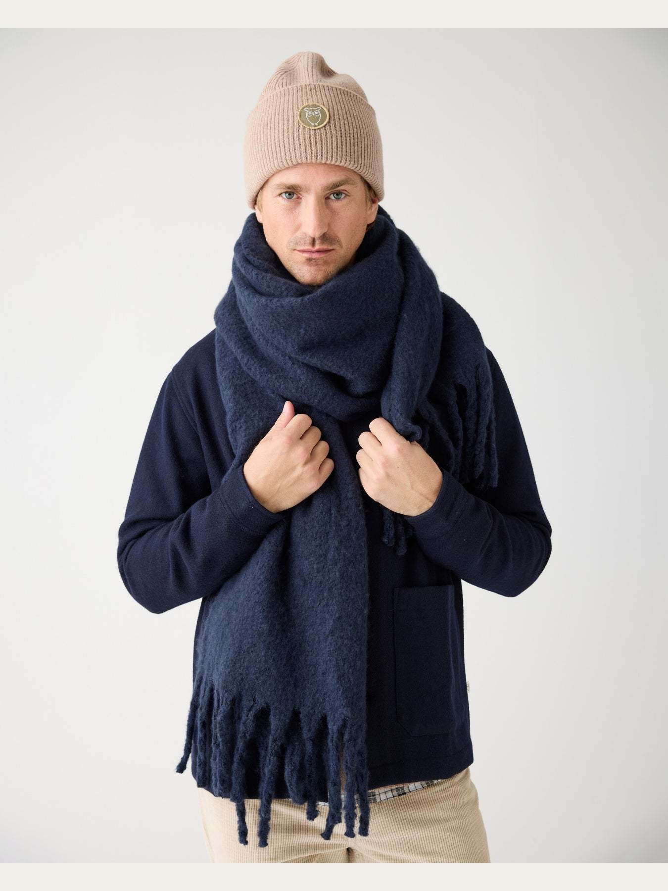KnowledgeCotton Apparel KnowledgeCotton, Recycled Fringe Scarf, night sky, one size
