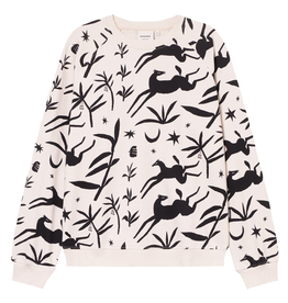 Dedicated Dedicated, Ystad Sweatshirt Papercut Horses, oat white, L