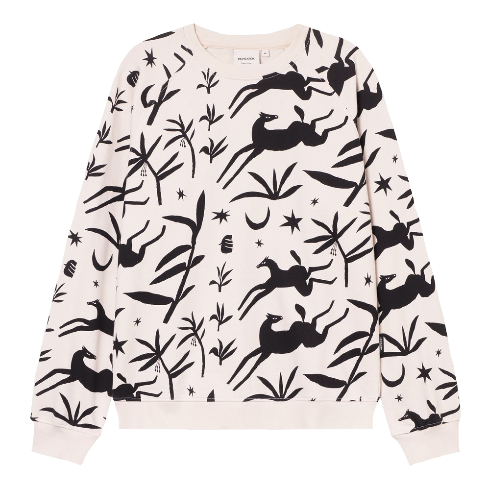 Dedicated Dedicated, Ystad Sweatshirt Papercut Horses, oat white, M