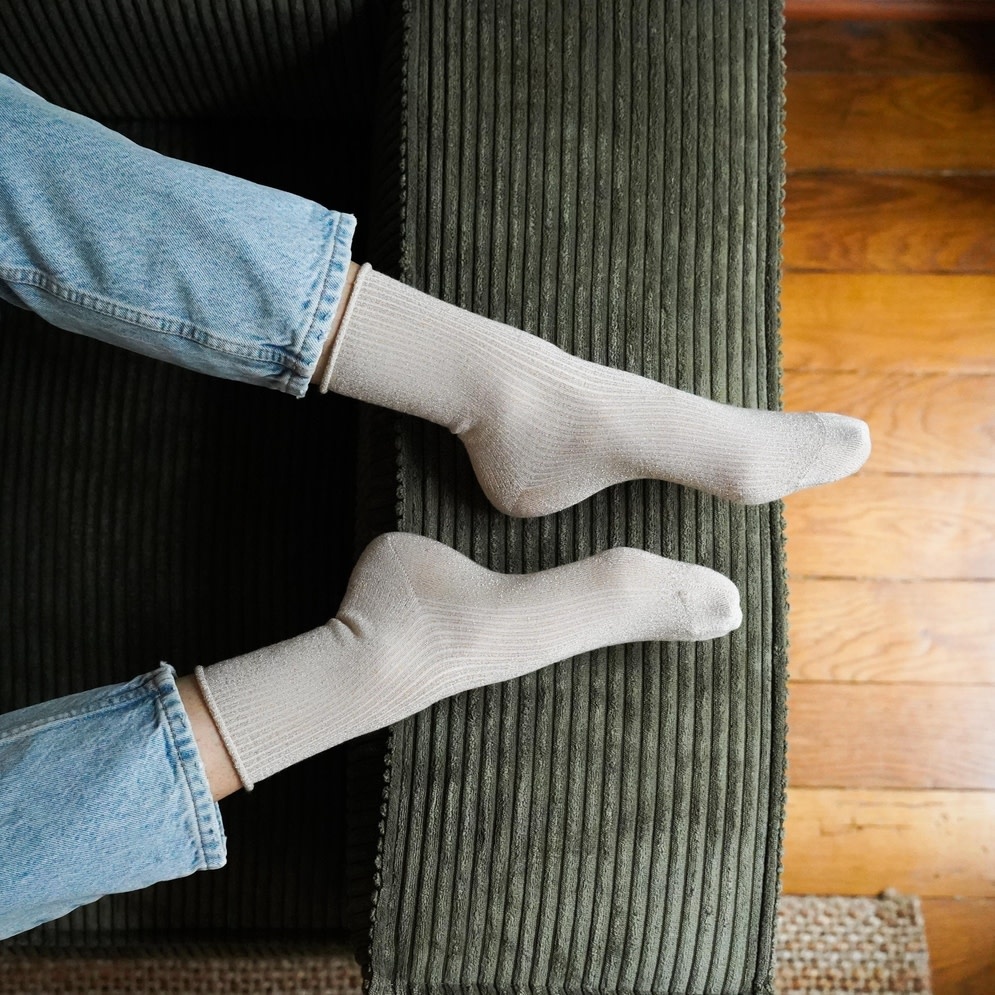 KLUE KLUE, Glitter Lurex Socks, beige, 36-40