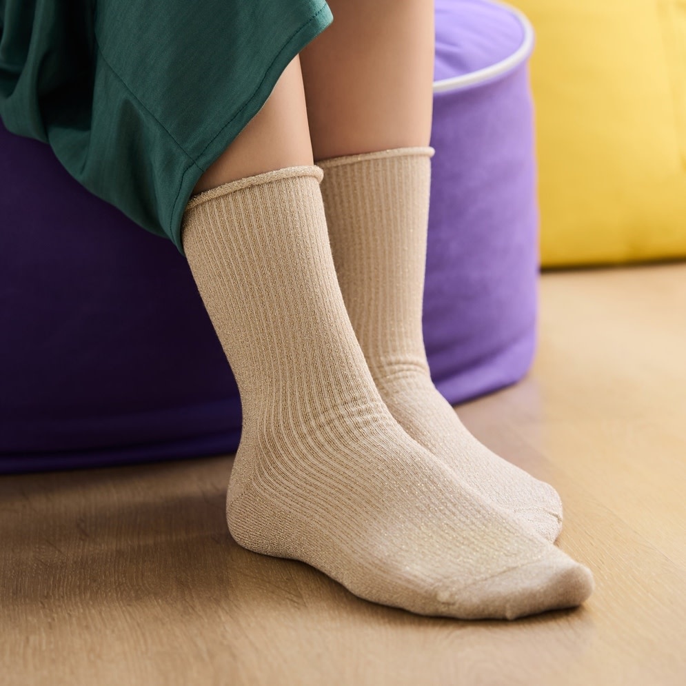 KLUE KLUE, Glitter Lurex Socks, beige, 36-40